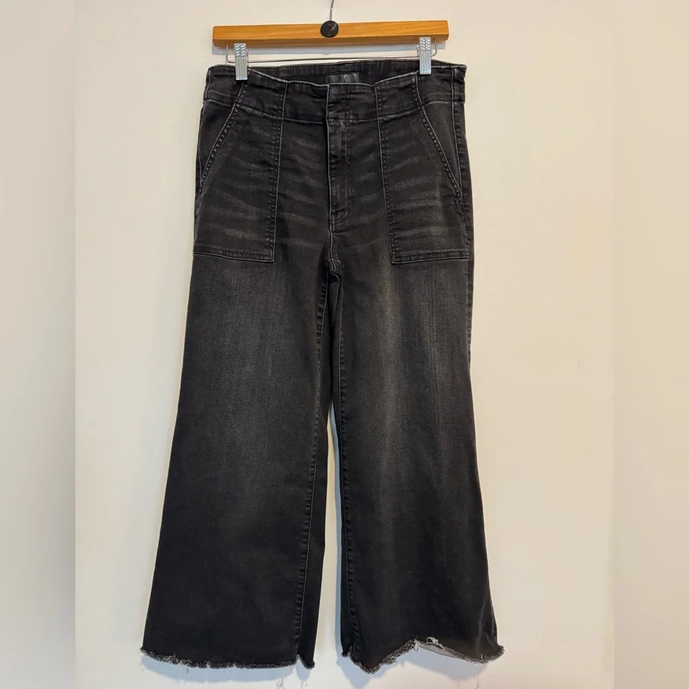 Kut From The Kloth Meg Utility Wide Leg Raw Hem black - size 6 - Picture 4 of 7